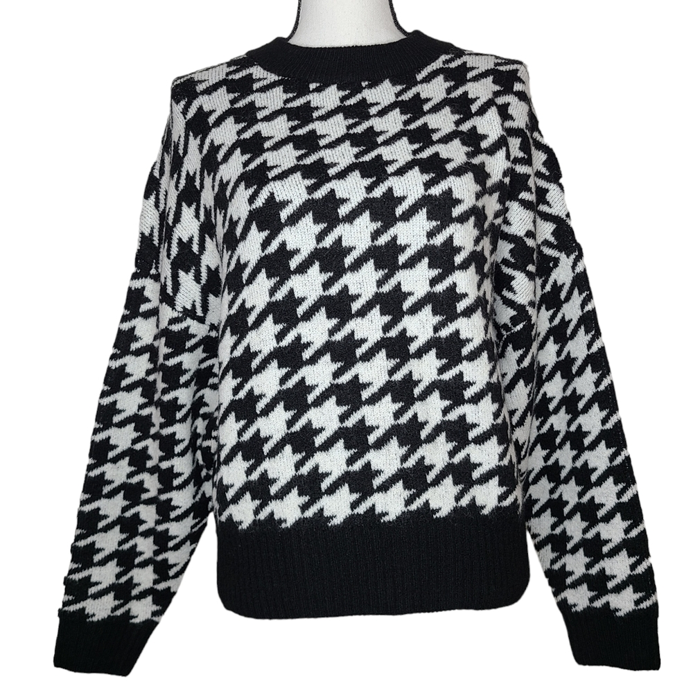 H&M Conscious Blogger Favorite Houndstooth Sweater Small Oversized NWT